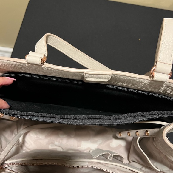 Dagne Dover Cream Pebbled Leather Laptop Tote with Rose Gold Accent - Picture 6 of 8